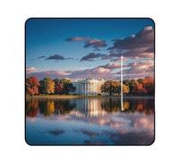 FHESDCW Couverture de pique-nique The White House on The Lake avec sac fourre-tout à fermeture éclair, imperméable, portable, légère, pliable pour l'extérieur, la plage, le camping, le parc, 200 x 200