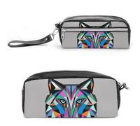 FHESDCW Coyote Trousse à crayons avec fermeture éclair - Grande capacité - Étanche - Pour voyage - En cuir vintage - Pour homme et femme