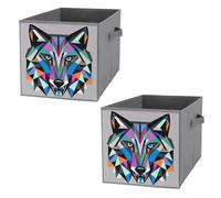 FHESDCW Coyote, Wolf Beast Boîte de rangement pliable avec poignées, cubes de rangement Oxford durables, 2 organiseurs de placard pliables pour la maison, l'étagère, le bureau, les voyages