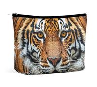 FHESDCW Fierce Tiger Trousse de maquillage pour femme en cuir synthétique imperméable avec fermeture éclair - Organiseur de maquillage portable de voyage