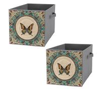 FHESDCW Flourishing Garden Lot de 2 boîtes de rangement pliables avec poignées, cubes de rangement Oxford durables, pour la maison, l'étagère, le bureau, les voyages