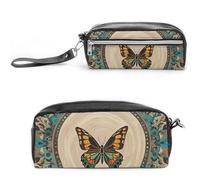 FHESDCW Flourishing Garden Trousse à crayons de grande capacité avec fermeture éclair, trousse à maquillage étanche à suspendre pour voyage, trousse à crayons en cuir vintage pour homme et femme