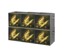 FHESDCW Flying Golden Butterfly Lot de 6 boîtes de rangement pliables avec poignées, cubes de rangement Oxford durables pour la maison, l'étagère, le bureau, les voyages