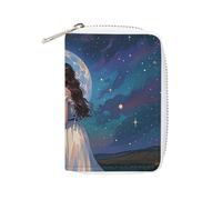 FHESDCW Friendship Under The Giant Moon Porte-cartes en cuir avec 20 emplacements pour cartes de crédit et fermeture éclair pour homme et femme