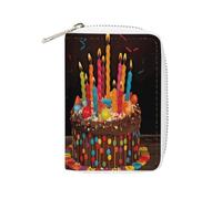 FHESDCW Grand sac en cuir pour cartes d'anniversaire avec fermeture éclair et 20 emplacements pour cartes de débit, style, 16 x 11,5 cm, Style :, 16x11.5cm