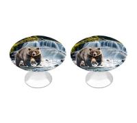 FHESDCW Grizzlies in River Falls Lot de 2 boutons de placard en acier inoxydable avec vis, installation facile, poignées d'armoire modernes pour cuisine, salle de bain, commode