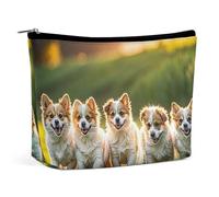 FHESDCW Happy Little Dog Trousse de maquillage pour femme en cuir synthétique étanche avec fermeture éclair Organiseur de maquillage portable