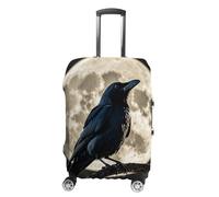 FHESDCW Housse de bagage en forme de corbeau noir en pleine lune pour valises, accessoires de voyage lavables, protection anti-rayures et anti-poussière pour valises de 48,3 à 81,3 cm, Style :, M