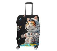 FHESDCW Housse de bagage pour valise, motif chat astronaute, lavable, protection anti-rayures et anti-poussière pour bagages de 48,3 à 81,3 cm, Style :, S, Classique.