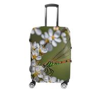 FHESDCW Housse de bagage pour valises, motif libellules sur fleurs et branches, accessoires de voyage lavables, protection anti-rayures et anti-poussière pour bagages de 48,3 à 81,3 cm, Style :, L