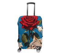 FHESDCW Housses de bagage pour valises, motif rose rouge et trois loups, accessoires de voyage lavables, protection anti-rayures et anti-poussière pour valises de 48,3 à 81,3 cm, Style :, XL