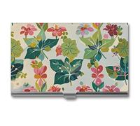 FHESDCW Ivy Leaf - Porte-cartes de visite professionnel pour homme et femme, avec fermeture à boucle, compact et portable en métal pour employés de bureau, style, taille unique, classique