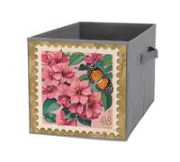 FHESDCW Jiuzhong Ge Hua And Butterfly Boîte de rangement pliable avec poignées, cubes de rangement Oxford durables, 1 organiseur de placard pliable pour la maison, l'étagère, le bureau, les voyages