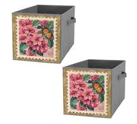 FHESDCW Jiuzhong Ge Hua And Butterfly Boîte de rangement pliable avec poignées, cubes de rangement Oxford durables, 2 organiseurs de placard pliables pour la maison, l'étagère, le bureau, les voyages