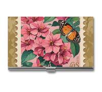 FHESDCW Jiuzhong Ge Hua And Butterfly Porte-cartes de visite pour homme et femme, étui professionnel avec fermeture à boucle, étui en métal compact et portable pour employés de bureau
