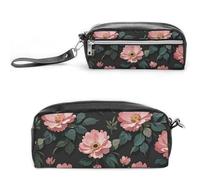 FHESDCW Jolie trousse à crayons de grande capacité avec fermeture éclair, trousse à maquillage étanche à suspendre pour voyage, trousse à crayons en cuir vintage pour homme et femme