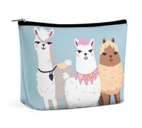 FHESDCW Jolie trousse de maquillage en alpagas pour femme en cuir synthétique étanche avec fermeture éclair - Organiseur de maquillage de voyage portable