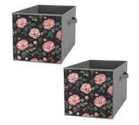 FHESDCW Jolies boîtes de rangement pliables avec poignées, cubes de rangement Oxford durables, 2 organiseurs de placard pliables pour la maison, l'étagère, le bureau, les voyages