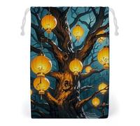 FHESDCW Lanterns Hang from The Trees Sac en toile avec cordon de serrage réutilisable pour voyage, sacs de rangement lavables pour cadeaux, bonbons, cosmétiques 20 x 25 cm