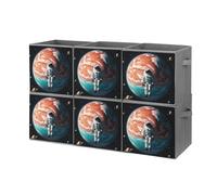 FHESDCW Lonely Astronaut Lot de 6 boîtes de rangement pliables avec poignées, cubes de rangement Oxford durables pour la maison, l'étagère, le bureau, les voyages