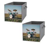 FHESDCW Lot de 2 boîtes de rangement pliables avec poignées, cubes de rangement Oxford durables, pour la maison, l'étagère, le bureau, les voyages