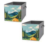 FHESDCW Lot de 2 boîtes de rangement pliables avec poignées, cubes de rangement Oxford durables, pour la maison, l'étagère, le bureau, les voyages