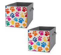 FHESDCW Lot de 2 boîtes de rangement pliables colorées en forme de pattes de chien avec poignées, cubes de rangement Oxford durables, pour la maison, l'étagère, le bureau, les voyages