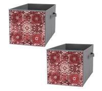 FHESDCW Lot de 2 boîtes de rangement pliables de style bohème avec poignées, cubes de rangement Oxford durables, pour la maison, l'étagère, le bureau, les voyages