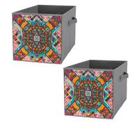 FHESDCW Lot de 2 boîtes de rangement pliables de style pop art rétro avec poignées, cubes de rangement Oxford durables, pour la maison, l'étagère, le bureau, les voyages