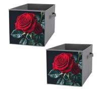 FHESDCW Lot de 2 boîtes de rangement pliables en Oxford durable avec poignées et fond noir pour la maison, l'étagère, le bureau, les voyages