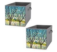 FHESDCW Lot de 2 boîtes de rangement pliables en Oxford durable avec poignées pour la maison, l'étagère, le bureau, les voyages