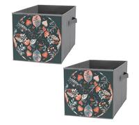 FHESDCW Lot de 2 boîtes de rangement pliables noires réversibles avec poignées, cubes de rangement Oxford durables, pour la maison, l'étagère, le bureau, les voyages