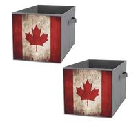 FHESDCW Lot de 2 boîtes de rangement pliables rétro avec poignées, cubes de rangement Oxford durables, pour la maison, l'étagère, le bureau, les voyages