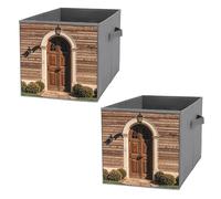 FHESDCW Lot de 2 boîtes de rangement pliables rétro avec poignées, cubes de rangement Oxford durables, pour la maison, l'étagère, le bureau, les voyages