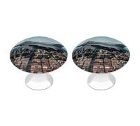 FHESDCW Lot de 2 boutons d'armoire en acier inoxydable avec vis, jets de combat survolent les villes, poignées de tiroir faciles à installer pour cuisine, salle de bain, commode