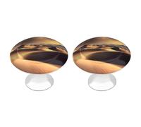 FHESDCW Lot de 2 boutons d'armoire en acier inoxydable avec vis, poignées de tiroir du désert du Sahara, installation facile, poignées d'armoire modernes pour cuisine, salle de bain, commode