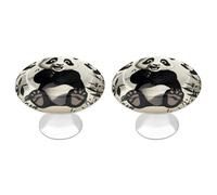 FHESDCW Lot de 2 boutons d'armoire en acier inoxydable avec vis, poignées de tiroir ludiques en forme de panda, installation facile, poignées d'armoire modernes pour cuisine, salle de bain, commode