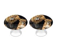 FHESDCW Lot de 2 boutons d'armoire en acier inoxydable avec vis, poignées de tiroir mère lion et jeune lion, installation facile, poignées d'armoire modernes pour cuisine, salle de bain, commode