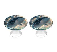 FHESDCW Lot de 2 boutons de placard en acier inoxydable avec vis, illustration d'une baleine, installation facile, poignées d'armoire modernes pour cuisine, salle de bain, commode