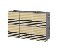 FHESDCW Lot de 6 boîtes de rangement pliables à rayures beiges et noires avec poignées, cubes de rangement Oxford durables, pour la maison, l'étagère, le bureau, les voyages