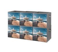 FHESDCW Lot de 6 boîtes de rangement pliables en bois avec poignées, cubes de rangement Oxford durables, pour la maison, l'étagère, le bureau, les voyages