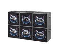 FHESDCW Lot de 6 boîtes de rangement pliables en forme de chat noir avec poignées, cubes de rangement Oxford durables, pour la maison, l'étagère, le bureau, les voyages