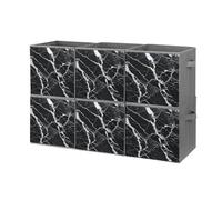 FHESDCW Lot de 6 boîtes de rangement pliables en marbre noir et blanc avec poignées, cubes de rangement Oxford durables, pour la maison, l'étagère, le bureau, les voyages