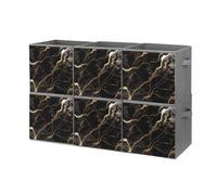 FHESDCW Lot de 6 boîtes de rangement pliables en marbre noir et doré avec poignées, cubes de rangement Oxford durables, pour la maison, l'étagère, le bureau, les voyages