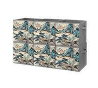 FHESDCW Lot de 6 boîtes de rangement pliables en Oxford durable avec poignées, motif arbre de montagne pour la maison, l'étagère, le bureau, les voyages