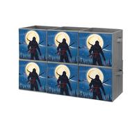 FHESDCW Lot de 6 boîtes de rangement pliables style aquarelle ninja avec poignées, cubes de rangement Oxford durables, pour la maison, l'étagère, le bureau, les voyages