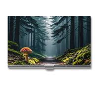 FHESDCW Mushrooms on The Dark - Porte-cartes de visite professionnel pour homme et femme, avec fermeture à boucle, compact et portable pour employés de bureau, style, taille unique, classique