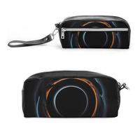 FHESDCW Mysterious Trousse à crayons cosmique avec trous noirs de grande capacité avec fermeture éclair à suspendre étanche pour voyage, trousse à crayons vintage en cuir pour homme et femme
