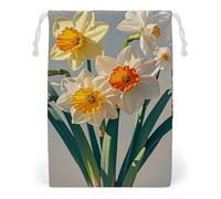 FHESDCW Narcisse Sac en toile avec cordon de serrage, pochettes réutilisables pour bijoux, sacs de rangement lavables pour cadeaux, bonbons, cosmétiques 12 x 18 cm