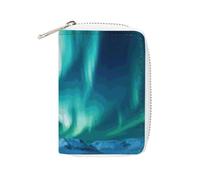 FHESDCW Northern Lights Étui en cuir pour cartes de crédit avec fermeture éclair et 20 emplacements pour cartes de débit, style portefeuille, 16 x 11,5 cm, Style :, 16x11.5cm
